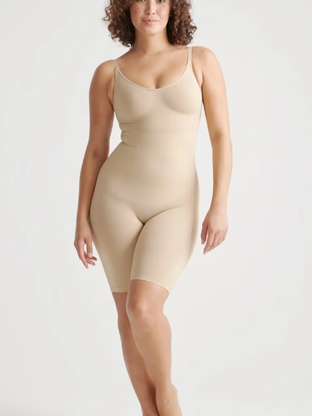 NWOT Quince Sculpting Mid Thigh Bodysuit - Clay